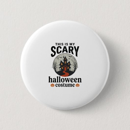ハロウィーンの怖い仮装 幽霊の家のベクター デザイン 缶バッジ (正面)