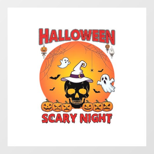 ハロウィーンの怖い夜のドクロ魔女の帽子カボチャ幽霊 ウィンドウサイン (シート)