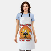 ハロウィーンの怖い夜のドクロ魔女の帽子カボチャ幽霊 エプロン (着用した状態)