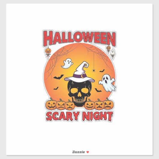 ハロウィーンの怖い夜のドクロ魔女の帽子カボチャ幽霊 シール (シート)