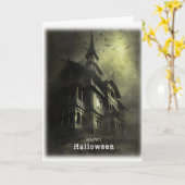 ハロウィーンの怖い家 カード (黄色い花)