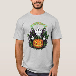 ハロウィーンの怖い幽霊と死神Tシャツ Tシャツ