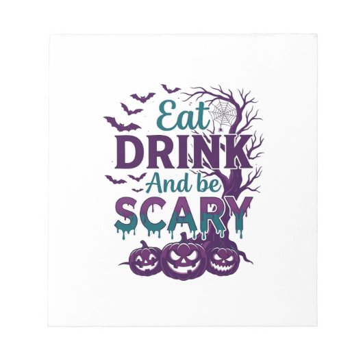 ハロウィーンの怖い木のかぼちゃで食べたり飲んだり ノートパッド (正面)