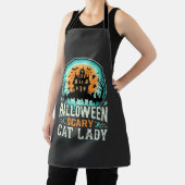 ハロウィーンの怖い猫の女性お化け屋敷デザイン_1 エプロン (インサイチュ)
