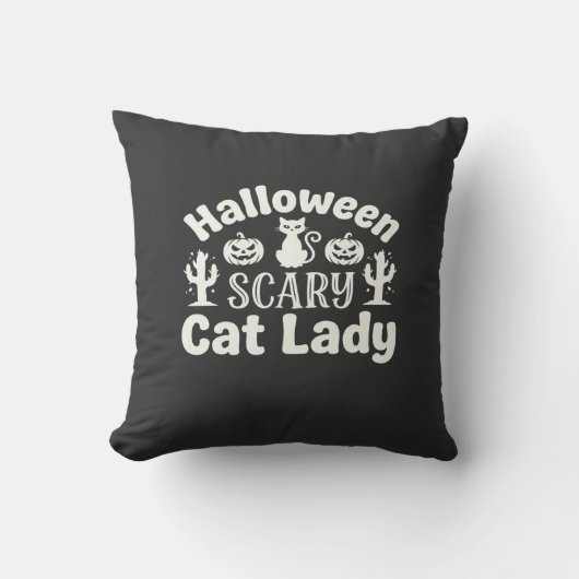 ハロウィーンの怖い猫の女性_1 クッション (正面)