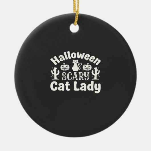 ハロウィーンの怖い猫の女性_1 セラミックオーナメント (正面)