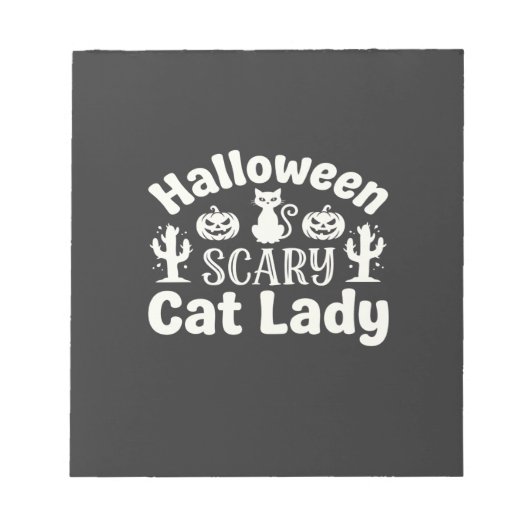 ハロウィーンの怖い猫の女性_1 ノートパッド (正面)