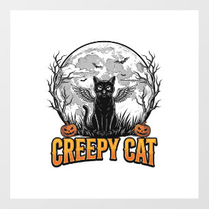 ハロウィーンの怖い猫 ビンテージ風彫刻デザイン_1 ウィンドウサイン