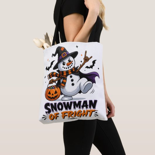 ハロウィーンの怖い雪だるま トートバッグ (クローズアップ)
