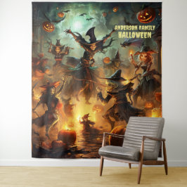 ハロウィーンの怖い魔女の吊るし飾り タペストリー
