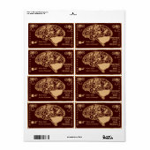ハロウィーンの思慮深い脳の缶詰 ラベル (フルシート)