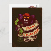 ハロウィーンの怪物と古いリボン ポストカード (正面/裏面)