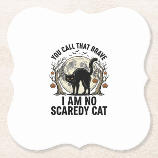 ハロウィーンの怯えた猫のビンテージ彫刻Tシャツデザイン ペーパーコースター