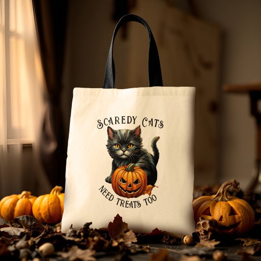 ハロウィーンの怯える猫 ビンテージ黒猫のおやつ トートバッグ
