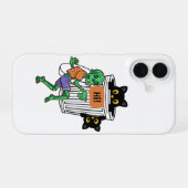ハロウィーンの怯える猫 iPhone 16ケース (裏面横)