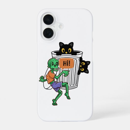 ハロウィーンの怯える猫 iPhone 16ケース (裏面)