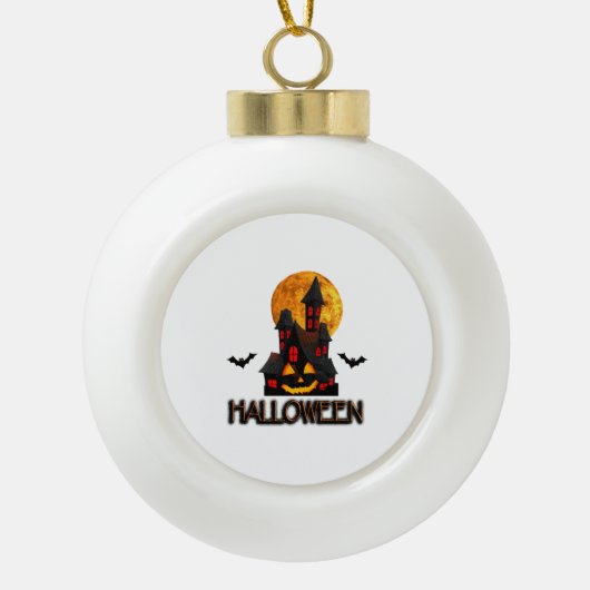 ハロウィーンの恋人、面白いハロウィーン、ハッピーハローウィン セラミックボールオーナメント (正面)