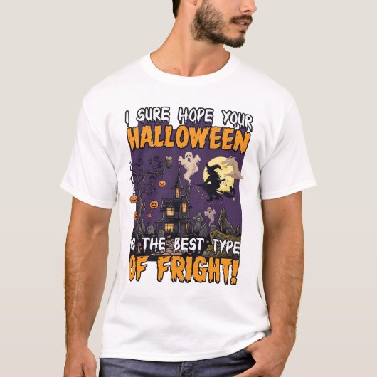 ハロウィーンの恐怖のお化け屋敷の魔女の幽霊_1 Tシャツ (正面)