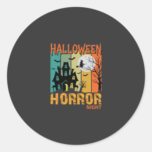 ハロウィーンの恐怖の夜のホーンテッドハウスVector_1 ラウンドシール (正面)
