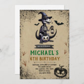 ハロウィーンの恐竜の誕生日の招待状 招待状 (正面/裏面)