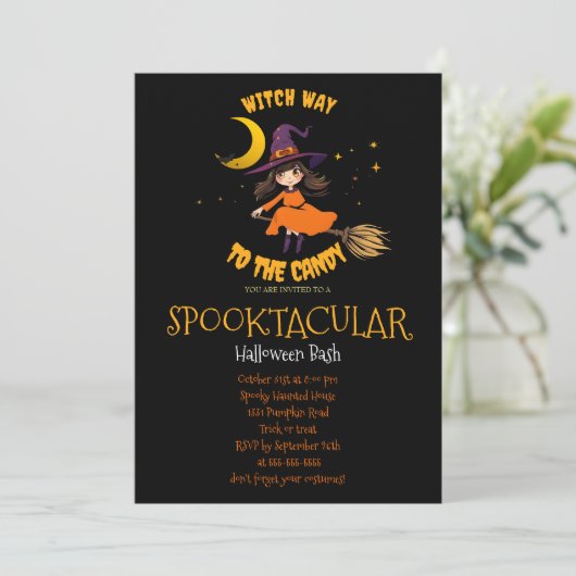 ハロウィーンの悪い魔女カボチャのバイブ 招待状 (スタンド正面)