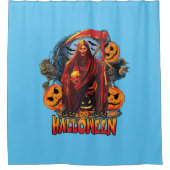 ハロウィーンの悪のスケルトン、カボチャ シャワーカーテン (正面)