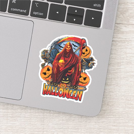 ハロウィーンの悪のスケルトン、カボチャ シール (詳細)