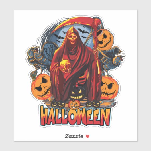 ハロウィーンの悪のスケルトン、カボチャ シール (シート)