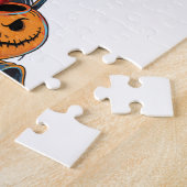 ハロウィーンの悪のスケルトン、カボチャ ジグソーパズル (側面)