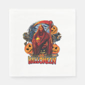 ハロウィーンの悪のスケルトン、カボチャ スタンダードランチョンナプキン (正面)