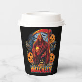 ハロウィーンの悪のスケルトン、カボチャ 紙コップ (裏面)