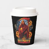 ハロウィーンの悪のスケルトン、カボチャ 紙コップ (正面)