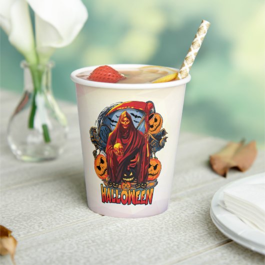 ハロウィーンの悪のスケルトン、カボチャ 紙コップ (インサイチュ)