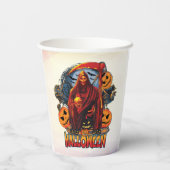 ハロウィーンの悪のスケルトン、カボチャ 紙コップ (裏面)