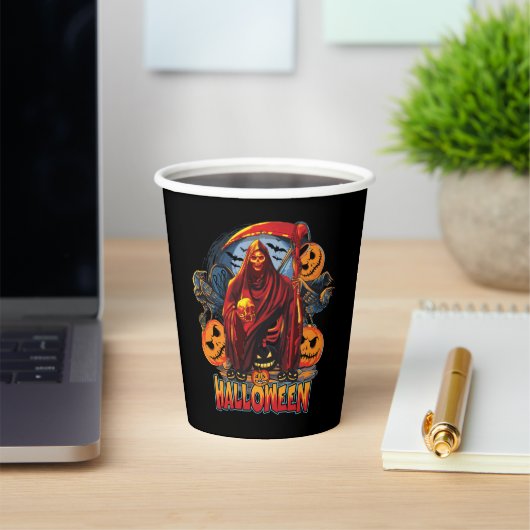ハロウィーンの悪のスケルトン、カボチャ 紙コップ (インサイチュ)