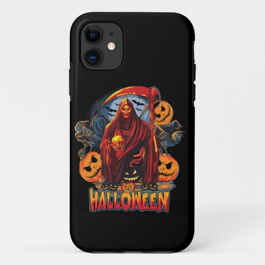 ハロウィーンの悪のスケルトン、カボチャ Case-Mate iPhoneケース (裏面)
