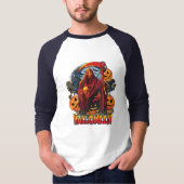 ハロウィーンの悪のスケルトン、カボチャ Tシャツ (正面)