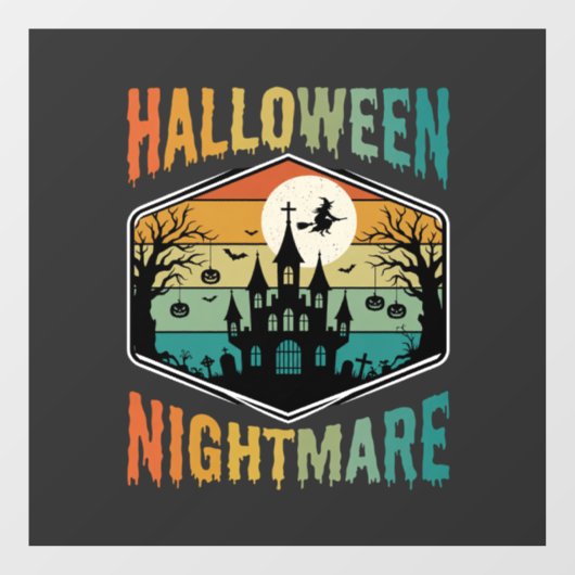 ハロウィーンの悪夢の幽霊城レトロベクター ウィンドウサイン (シート)