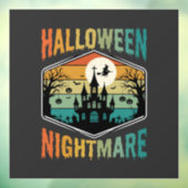 ハロウィーンの悪夢の幽霊城レトロベクター ウィンドウサイン (シート3)