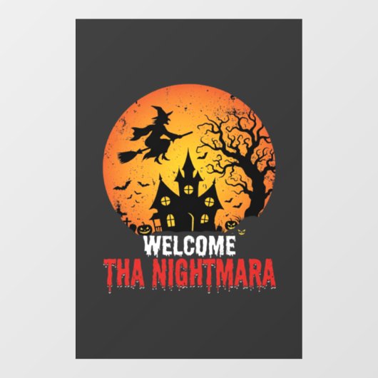 ハロウィーンの悪夢の魔女の幽霊の家のデザイン ウィンドウサイン (シート)