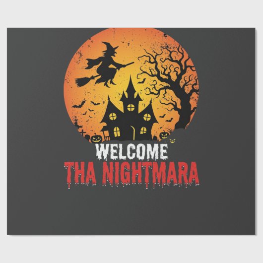 ハロウィーンの悪夢の魔女の幽霊の家のデザイン ラッピングペーパー (フラット)