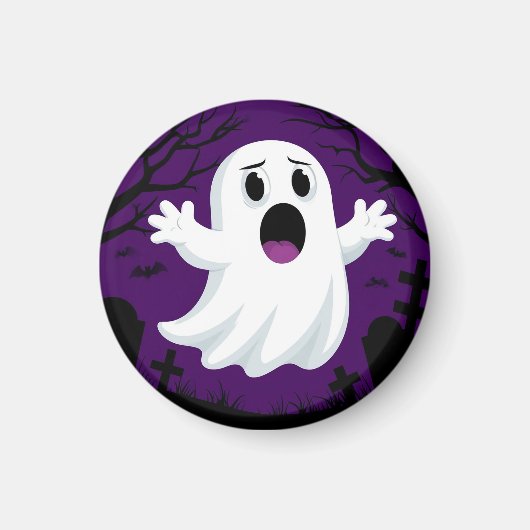 ハロウィーンの愛らしい漫画不気味幽霊 マグネット (正面)