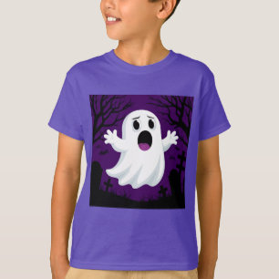 ハロウィーンの愛らしい漫画不気味幽霊 Tシャツ