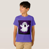 ハロウィーンの愛らしい漫画不気味幽霊 Tシャツ (正面フル)