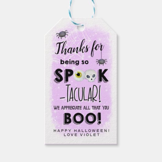 ハロウィーンの感謝スプロック文字ギフトラベル ギフトタグ (正面)