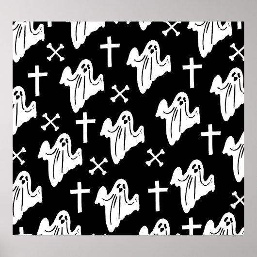 ハロウィーンの手描きパターンの背景 ポスター (正面)