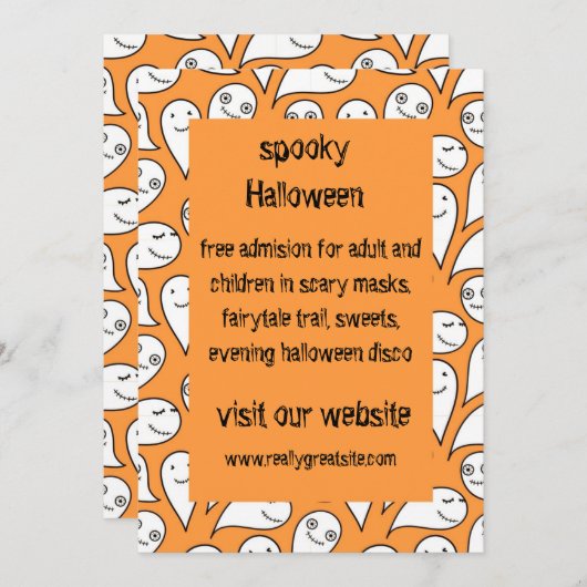 ハロウィーンの招待と幽霊 招待状 (正面/裏面)