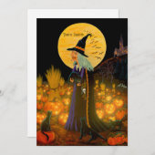 ハロウィーンの招待状、ジャック・オ・ランタン・パの魔女 招待状 (正面/裏面)