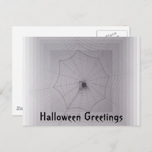 ハロウィーンの挨拶かわいいスパイダーとインフィニティくもの巣 ポストカード (正面/裏面)