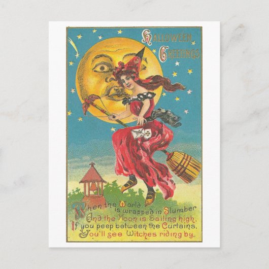 ハロウィーンの挨拶の女性オンブロム ポストカード (正面)